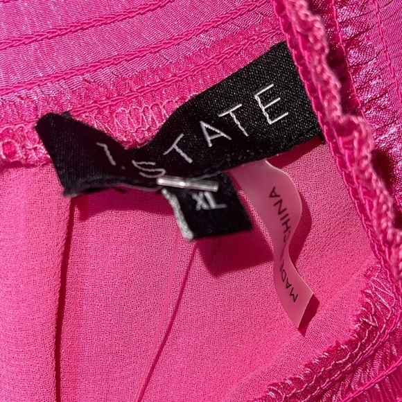 NWT 1. STATE x REVOLVE Pink Striped Mock Neck Balloon Sleeve Top Blouse Size XL - Picture 4 of 6